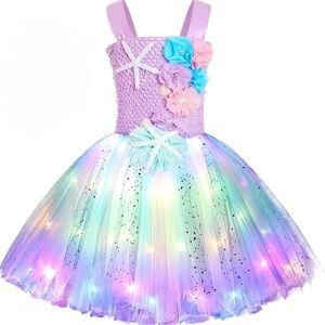 Light-Up Magical Mermaid Kids Costume - Purple and Multicolor Size 5-6